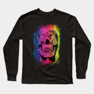 Scary Skull Head Rainbow Gradient Pastel Goth Creepy Halloween Long Sleeve T-Shirt